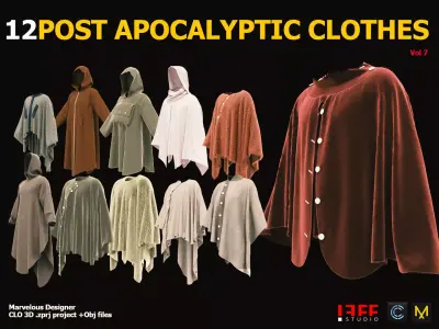 12 POST APOCALYPTIC CLOTHES Low-poly 3D model