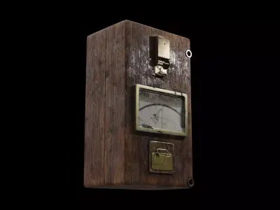 Vintage electrometer device model Low-poly 3D model