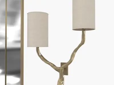   Marble Top Demilune Console  and  wall lamp and mirror 3D model