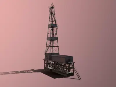 Tower02 oil rig Low-poly 3D model