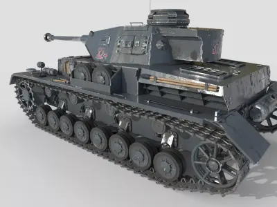 Panzer IV F2 medium tank Low-poly 3D model