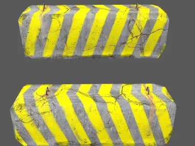 barrier striped block Low-poly 3D model