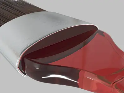 Paintbrush with red acrylic handle 3D model