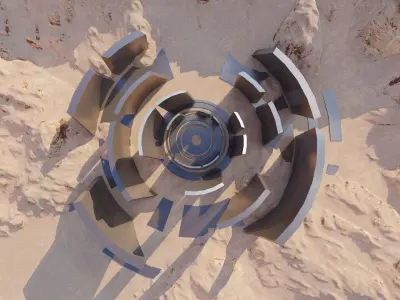 Futuristic Desert Retreat- Modern Oasis 3D model