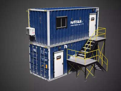  Stacked Construction Site Container Office Industrial Prop Low-poly 3D model