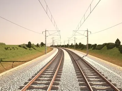 Tileable railway  3D model