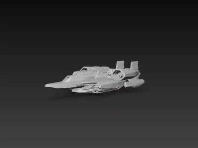 Sci-Fi Dual Engine Attack Fighter Spacecraft STL 3D print model