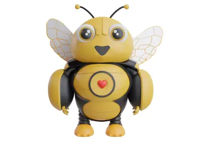 Bee Mascot Character 3D model Low-poly 3D model