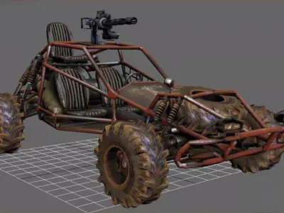 Armed Military Buggy - Game Ready 3D model