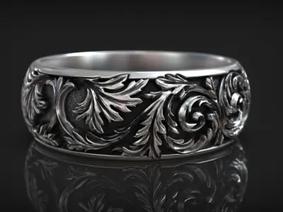 Vintage Ornament Gothic Style Comfort Wedding Band 3D print model