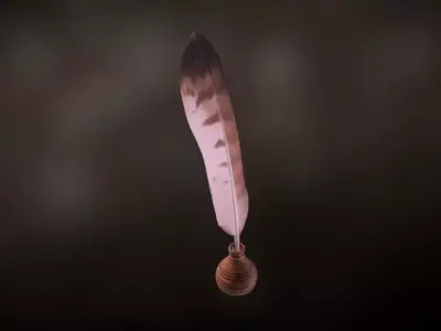 Feather and inkwell 3D model
