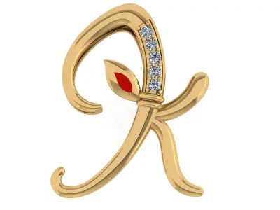 K letter pendant 3D print model buy