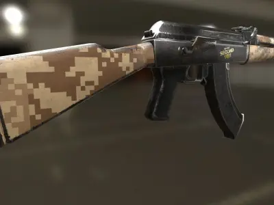 -AK47 ak - rifle in camouflage Free low-poly 3D model