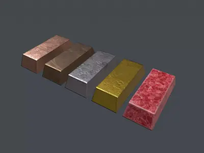 Metal ingots 3d models low poly Free low-poly 3D model