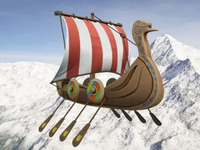 Viking Ship Stylized Low-poly 3D model