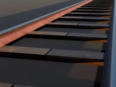 Realistc Railway Tracks 3D Model Game Ready  3D model