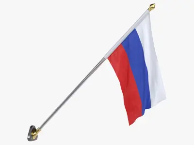 Russia Cloth Flag Wall Mount Animated 3D model