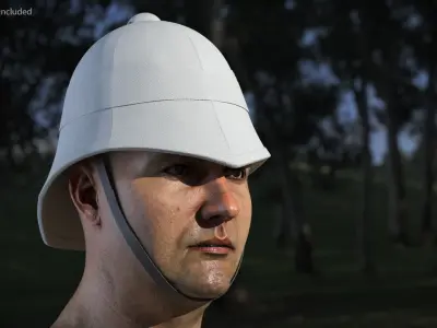 British Colonial Pith Helmet White 3D model