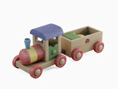 Wooden Toy Train Colored  3D model