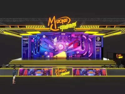 Futuristic Gaming Booth Exhibition 3D Model 3D model