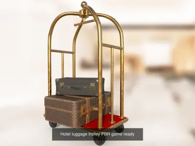 Hotel luggage trolley PBR low-poly game ready 3D model 3D Model Pack