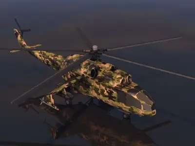 Low poly VR AR game ready Gunship Helicopter Low-poly 3D model