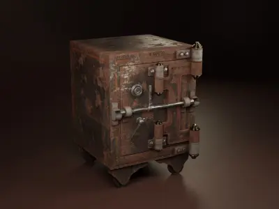 Vintage old Safe Rigged Low-poly 3D model