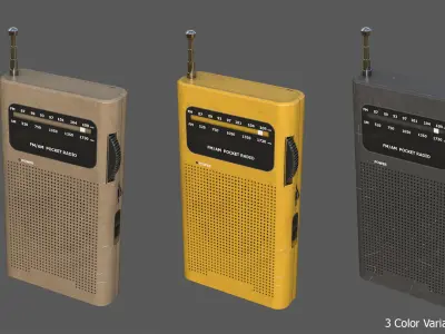Low Poly AM FM Pocket Radio Low-poly 3D model