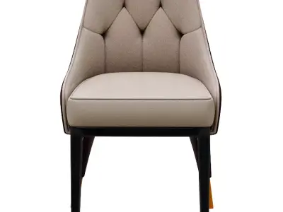 Chair dining with fabric and wooden legs Low-poly 3D model