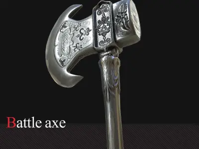 Battle axe Low-poly 3D model 37