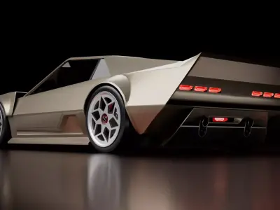 Cyber styled 70s concept supercar Low-poly 3D model