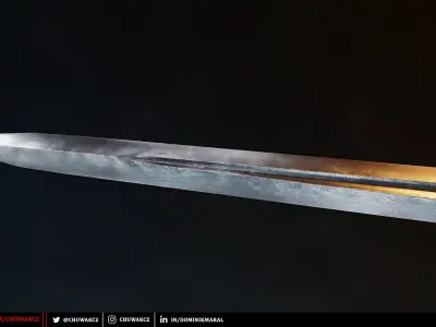 Nazgul Greatsword - fantasy PBR game ready 3d weapon Low-poly 3D model