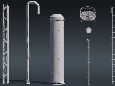 Sci-Fi Building 003 Industry-PBR Low-poly 3D model