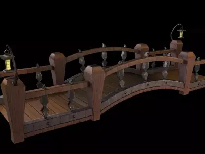 Stylized bridge Low-poly 3D model