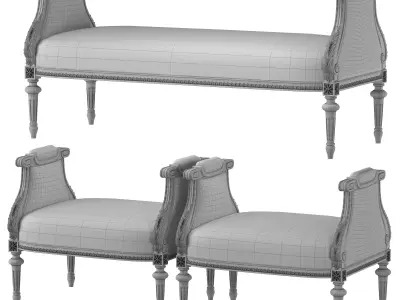 chairish bench and pouf 6958 3D model