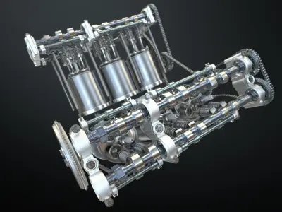  V6 Engine Working Animated   3D model