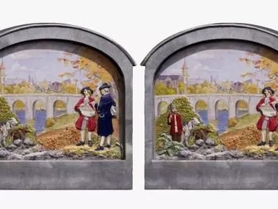 001258 picture from galery talking people bridge Low-poly 3D model