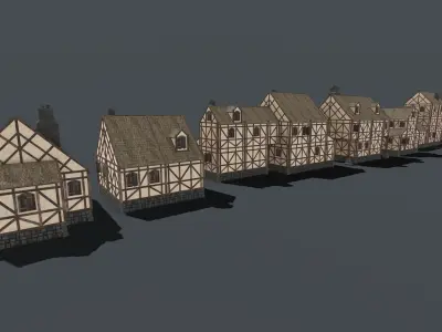 Medieval Houses PACK PBR Low-poly 3D model