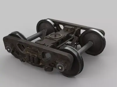 Bogie of railway freight train 3D model