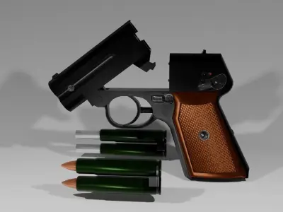 Soviet noiseless pistol complex S4 Low-poly 3D model