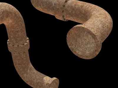 RUsted Connection Of Pipes  Low-poly 3D model