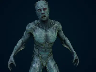 Fish people the deep ones Low-poly 3D model