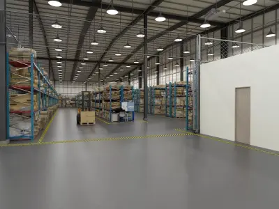 Modern industrial warehouse logistics interior 3D model