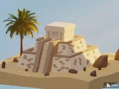 Low Poly Desert Temple - Stylized Game Ready Asset Low-poly 3D model
