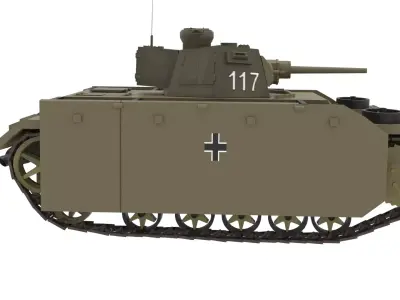 WW2 German Medium Tank Pzkw III 3D model