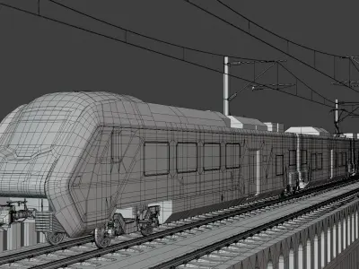 Viaduct with Hitachi HTR 412 3D model