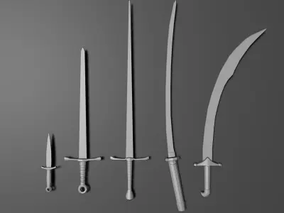5 Sword Package Low-poly 3D model