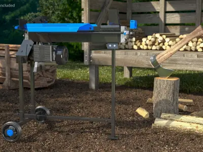 Electric Log Splitter with Stand 3D model