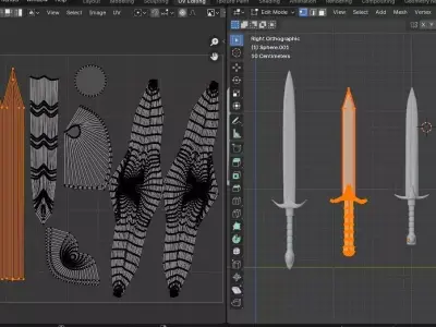 Ancient Rusty Sword Collection Low-poly 3D model