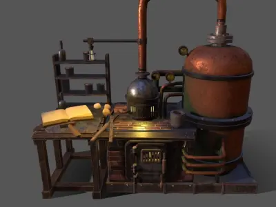 Steampunk Refinery 3D model